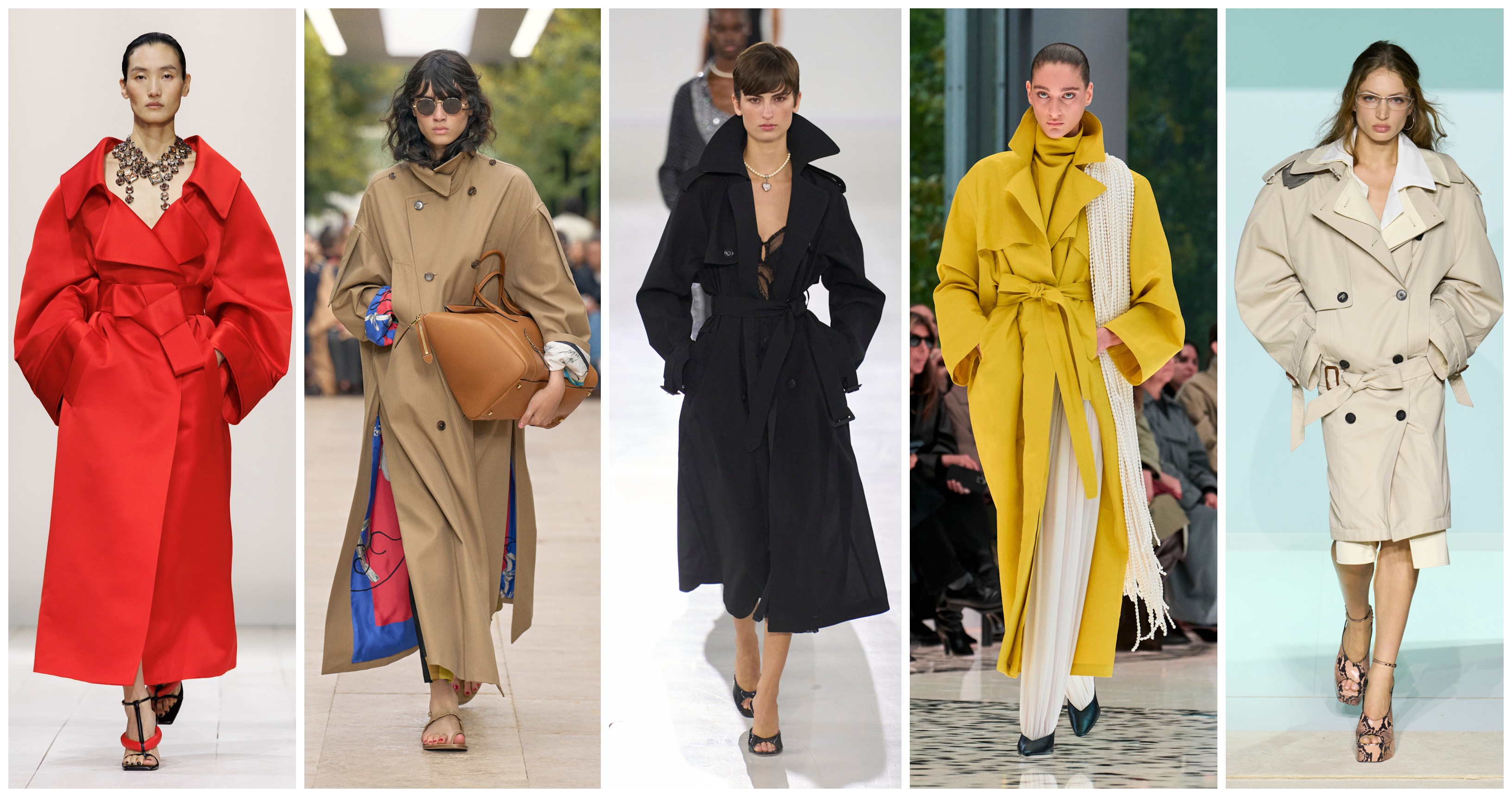 تصاميم مختلفة من الترانشكوت من ذي أتيكو، آلايا، ارمانو شيرفينو، سيلين، وجينفنشي